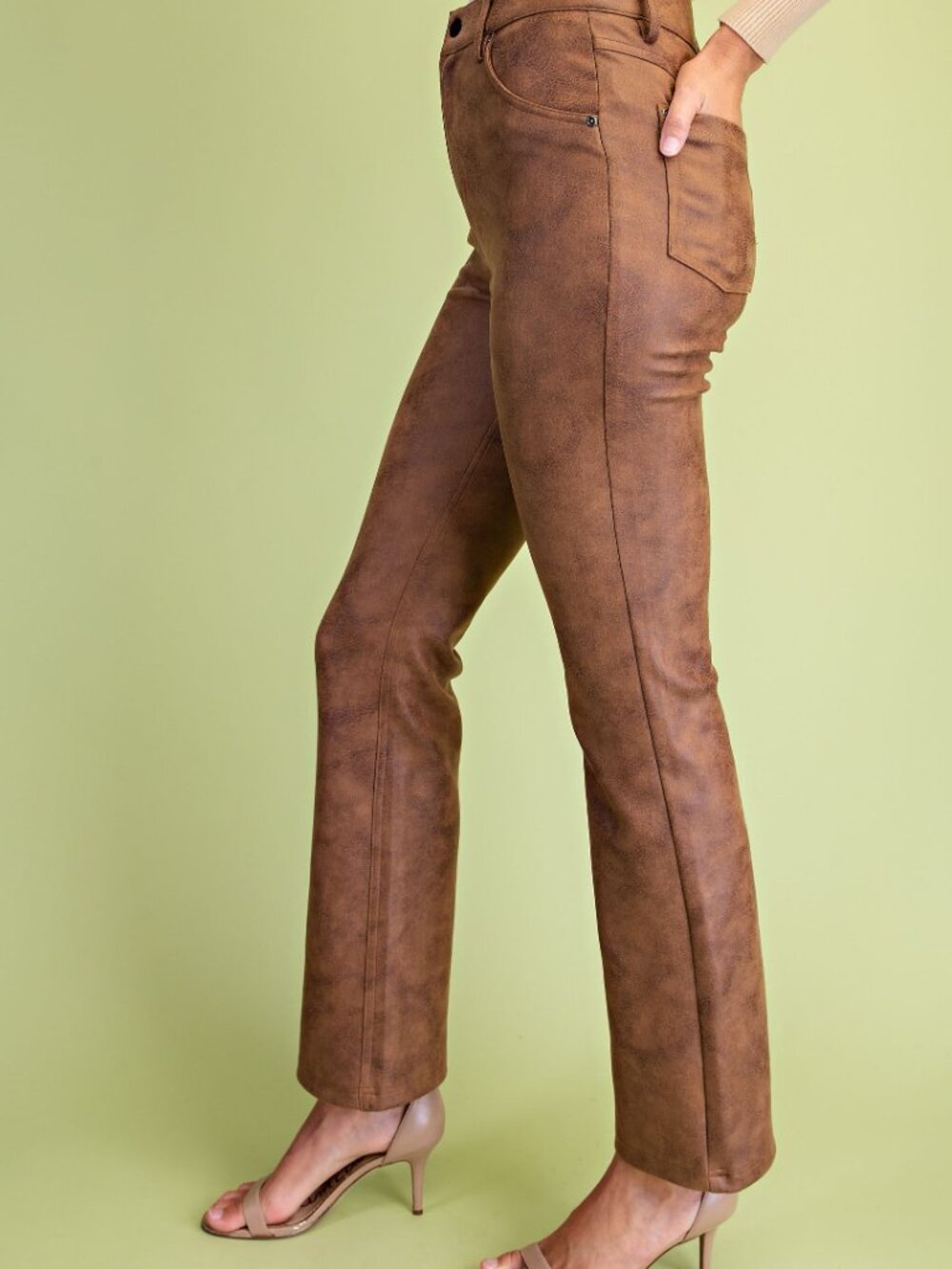 Gigio's Faux Suede Bootcut Cropped Pants - Picture 5 of 6